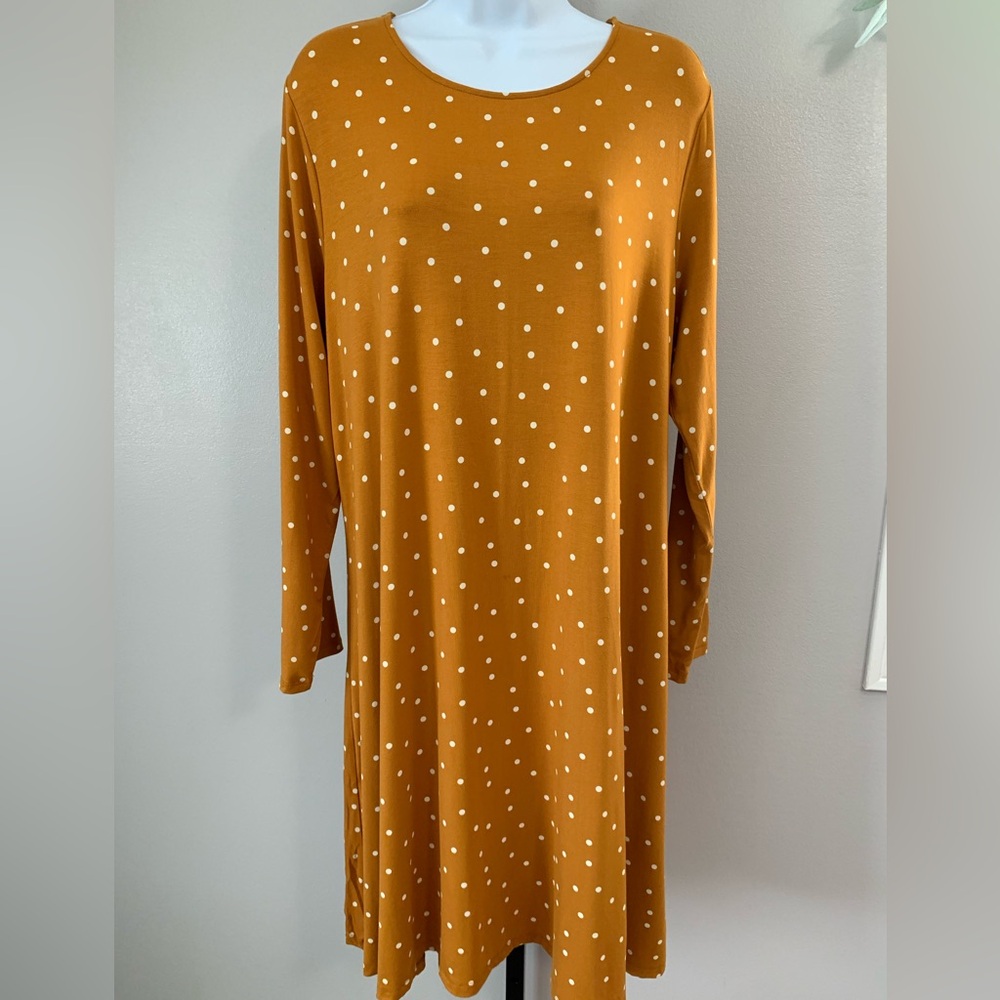 Old Navy Long Sleeve Dress - Mustard Polka Dot